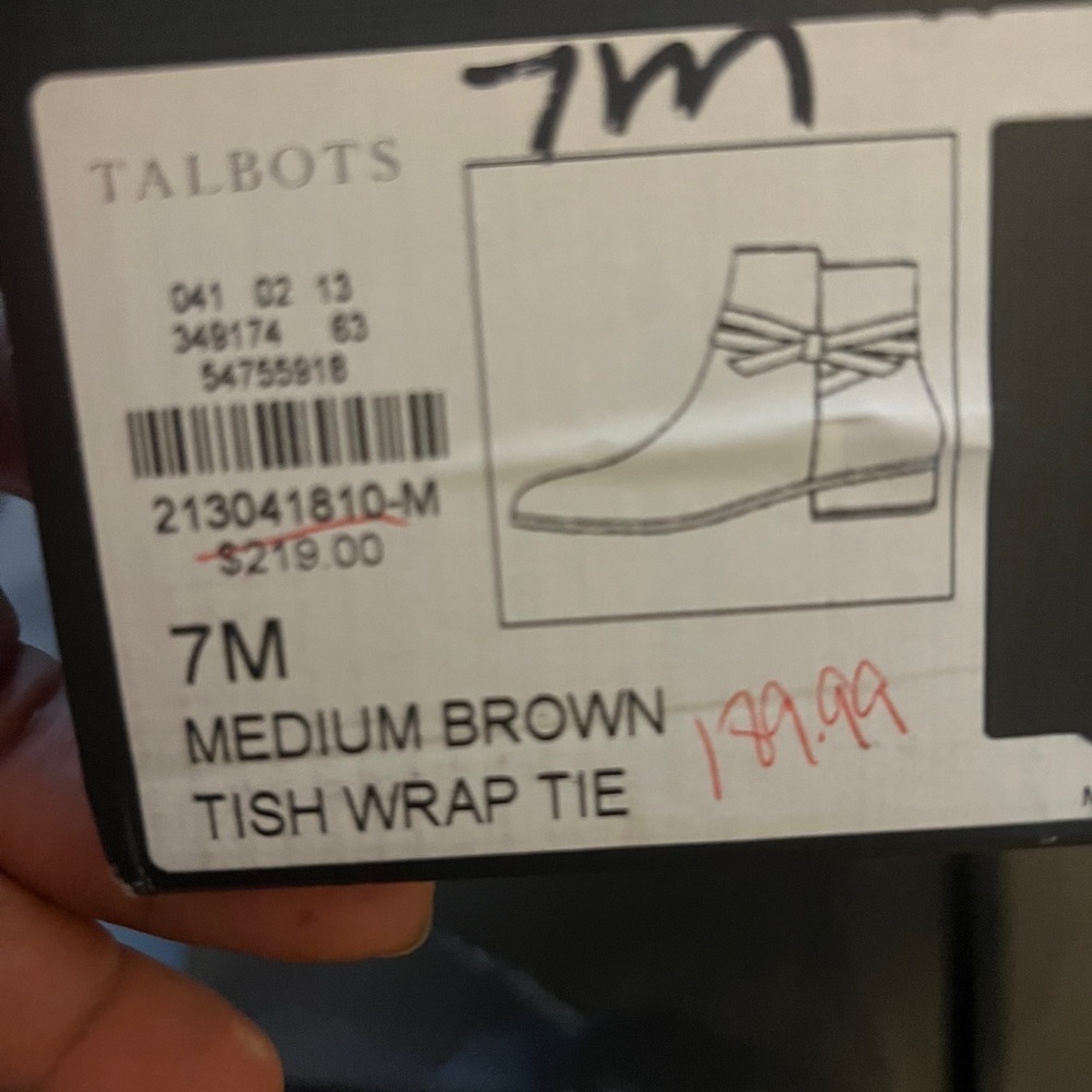 Talbots Tish wrap tie calf hair ankle boots shoes size 7 - Picture 5 of 5